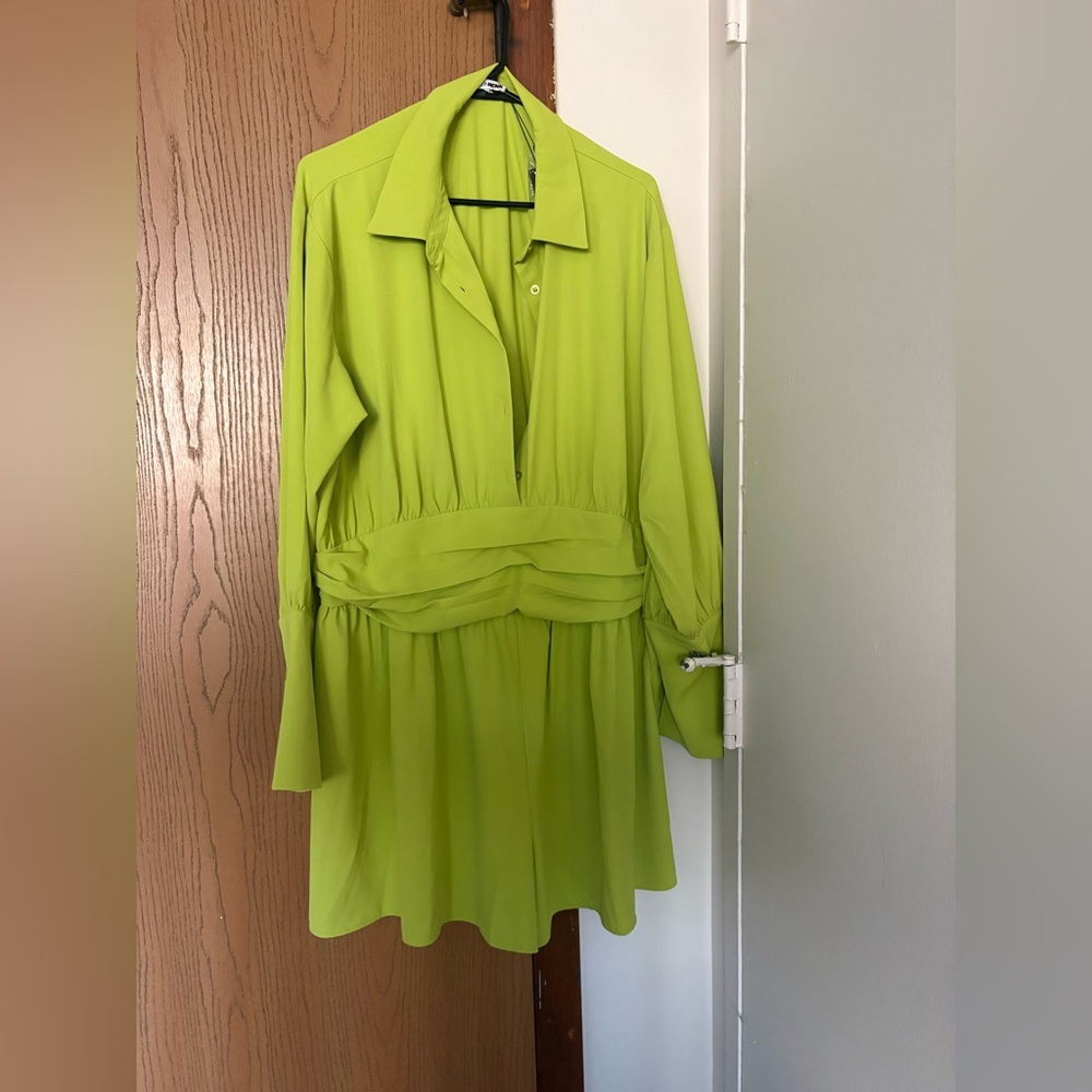 Fashion Nova Green Bishop Sleeve Jumpsuit